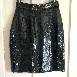 Vintage 80s Anne Taylor Black Sequin Skirt